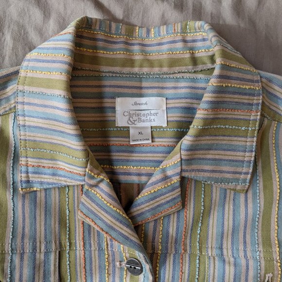 Christopher & Banks Jacket in Multi Color Stripes and Textures - Picture 5 of 10